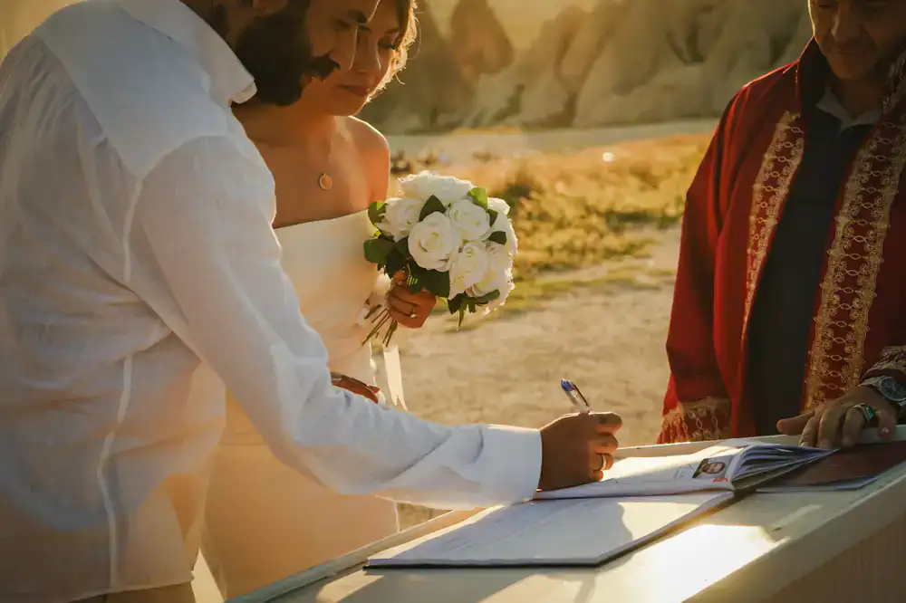 Wedding planner discussing details with a couple