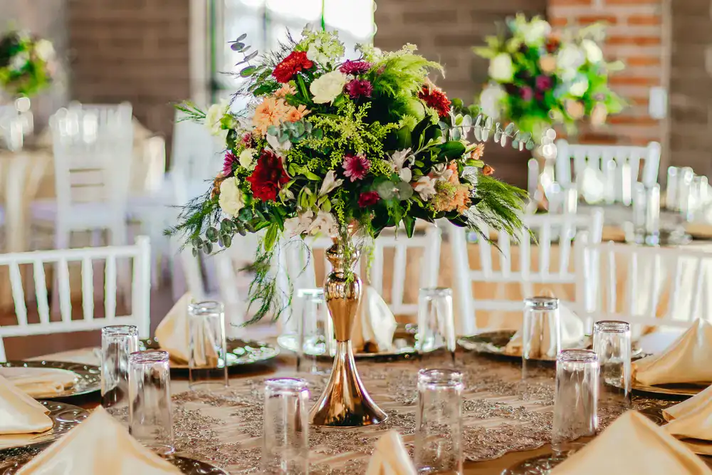 A beautifully arranged wedding table setting showing our meticulous attention to detail