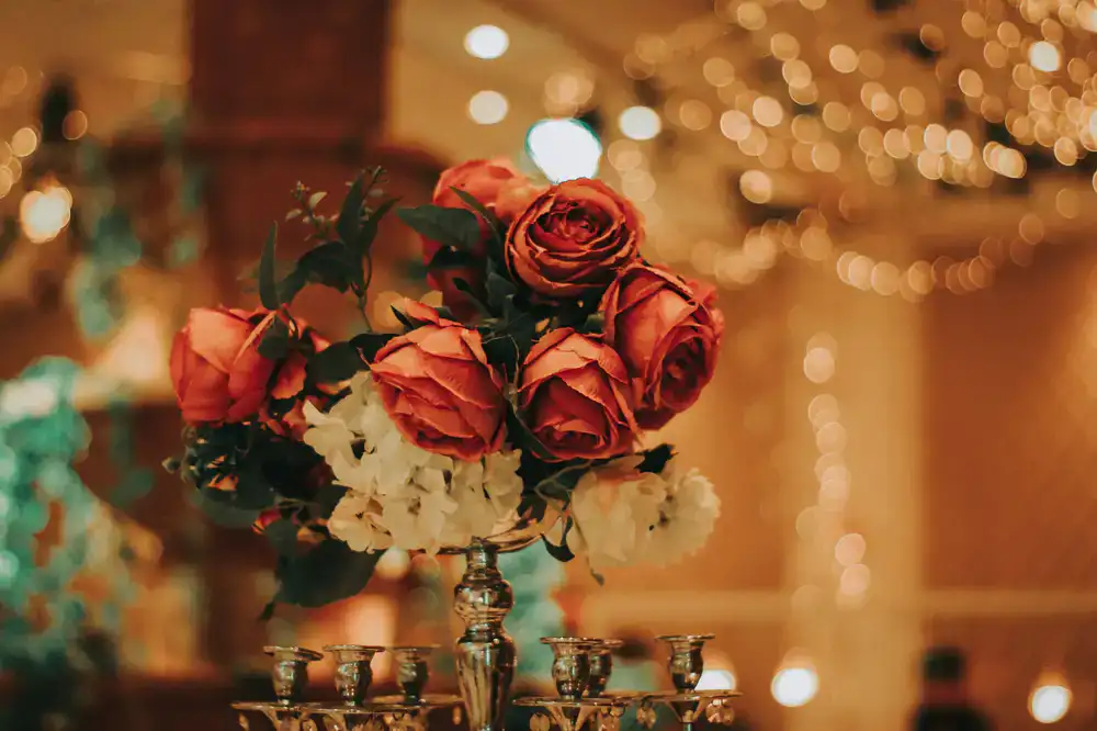 Close up of wedding floral arrangement